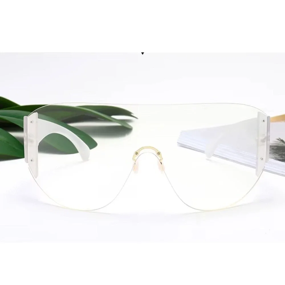 Shield Sunglasses Visor Clear Lens Futuristic Sporty Fashion Sunglasses Festival